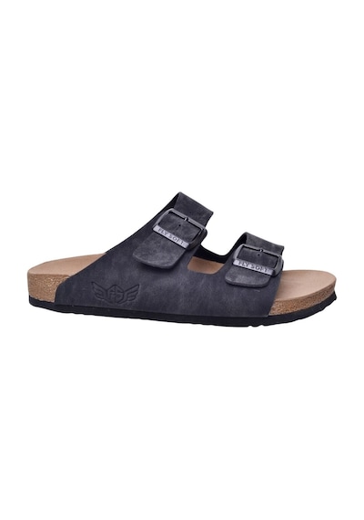 Fly Soft S902.002 Unısex Çift Tokalı Mantar Taban Comfort Terlik Siyah Siyah