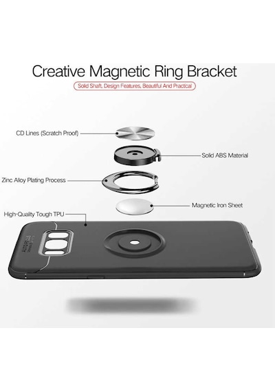 Samsung Uyumlu Galaxy S8 Plus Kılıf Yüzüklü Magnetli Ravel Case