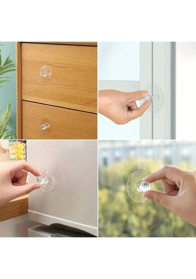 Kendinden Yapışkanlı Çekmece & Dolap Düğmesi Çok Amaçlı Dolap Kapı Tutucu, 3 Lü Set Plastik Beyaz Diğer