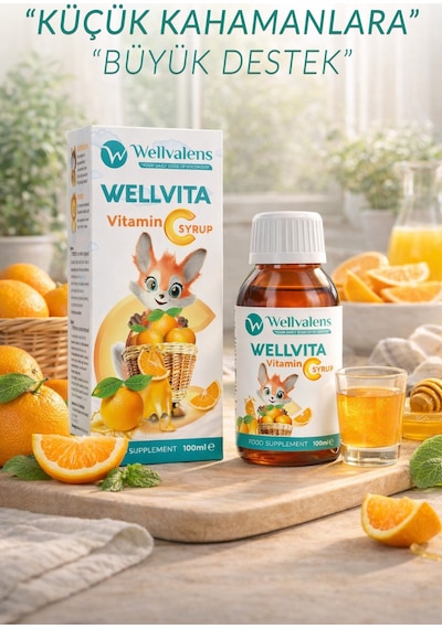 Wellvalens Wellvita Vitamin C Şurup 100 Ml - Çocuklar İçin C Vitamini Takviyesi - Portakal Aromalı Sıvı Form