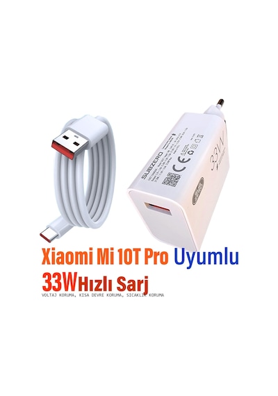 Xiaomi Mi 10t Pro Şarj Aleti 33w Hızlı Şarj Adaptörü Ve 5a Kablosu