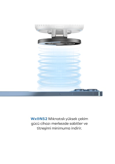 Woyax Magsafe Uyumlu 360 Mıknatıslı Ayarlanabilir Araç İçi Telefon Tutucu Kilitli Vakumlu Masa Dolap Cam Siyah