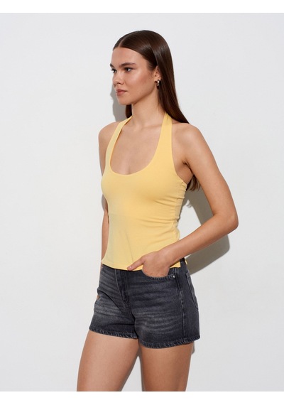 Dilvin 32726 Halter Yaka Top-sarı