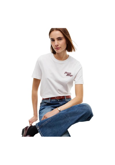 Tommy Hilfiger Scrıpt New Reg C-nk S/s Tshırt Kadın Beyaz T-shirt - Ww0ww52360