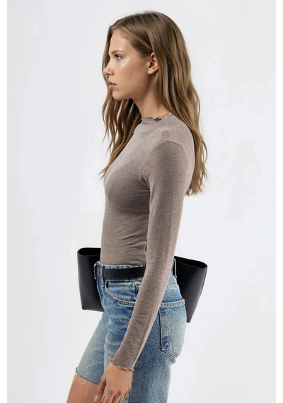 Hiccup Busem Uzun Kollu Slim Fit Bluz Taba Doğal