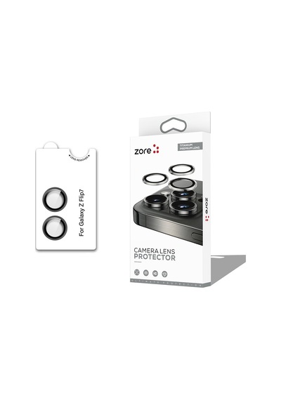 Vendas Samsung Uyumlu Galaxy Z Flip 7 Zore Cl-12 Premium Safir Parmak İzi Bırakmayan Anti-reflective Lens Koruyucu Siyah