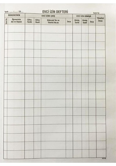 Gülpaş 527 Evci Izin Defteri 21 X 28 Cm. 100 Yp. Suni Deri Ciltli
