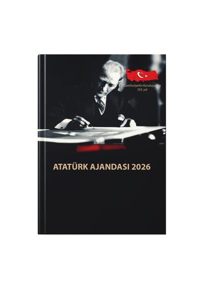 2026 Atatu Rk Ciltli Ajanda Ve Müzikli Ve Kristal Portre Açık Gri