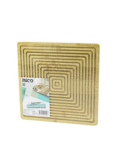 İbico İ22-259 Kare Çift Taraflı Ahşap Bambu Servis Sunum Tepsisi Ve Tahtası 28x28cm