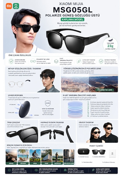 Mijia Numaralı Gözlük Üzerine Takılabilen Polarize Güneş Gözlüğü Uv400 Tac Lens Hafif 23gr Tr90 Çerçeve Msg05gl Siyah Mijia Numaralı Gözlük Üzerine Takılabilen Polarize Güneş Gözlüğü Uv400 Tac Lens Hafif 23gr Tr90 Çerçeve Msg05gl Siyah