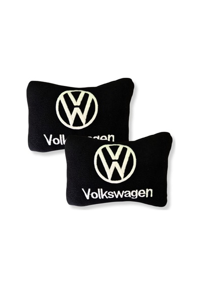 Volkswagen Nakış İşlemeli Polar Ortopedik Araç Boyun Yastığı | Koltuk Seyahat Yastığı 2’li Set