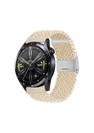 Sneezy Huawei Watch Gt5 46mm İle Uyumlu 22mm Metal Klips Solo Fiberlink Örgü Kordon