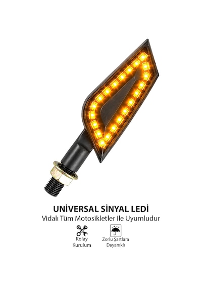 Universal Model Motosiklet Led Sinyal Lambası Sarı/amber Led Işık Vidalı Montaj