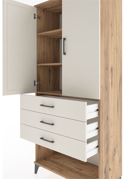 Hyperion Dolap 3 Raflı 3 Çekmeceli 2 Kapaklı 88x44x195 Çam-ay... Çam Hyperion Dolap 3 Raflı 3 Çekmeceli 2 Kapaklı 88x44x195 Çam-ay... Çam