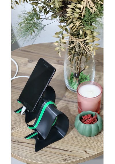Dalga Formunda Telefon Standı Siyah-yeşil