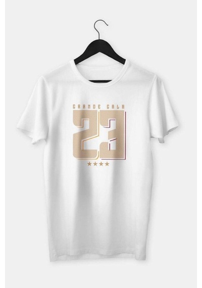 Flood Of Style Erkek Beyaz Grande Gala 23 Baskılı Oversize Bisiklet Yaka Tshirt