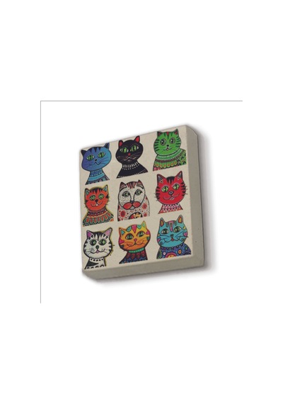 Kediler Baskılı Taş Magnet 5x5 Dekoratif Obje Ve Biblo