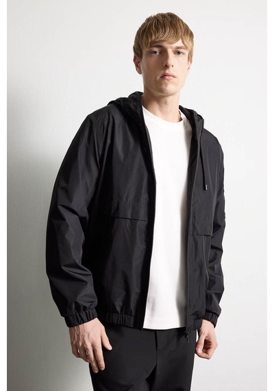 Defacto Slim Fit Kapüşonlu Fermuarlı Siyah Erkek Mont H1499ax/bk27