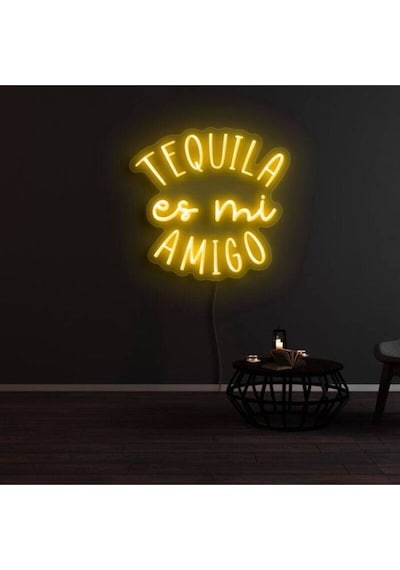 Tequıla Es Mi Amıgo Yazılı Neon Tabela Turuncu