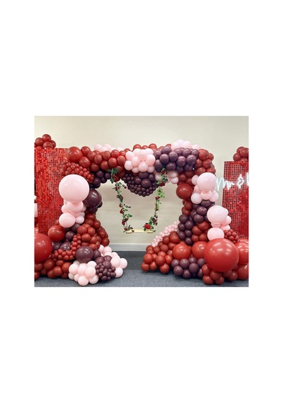 Deep Red Makaron Pembe Ve Bordo Balon Zinciri 100 Adet Mix