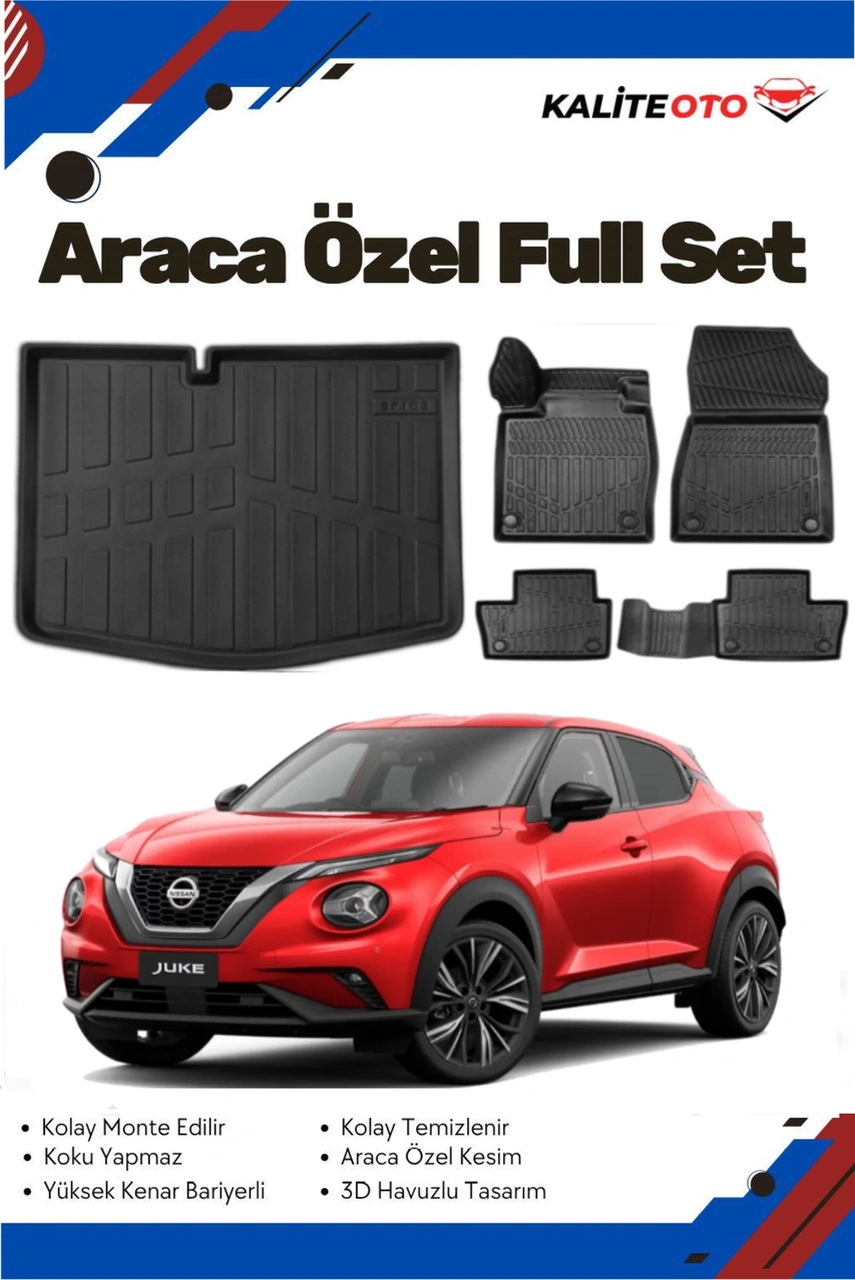 Nissan Juke 2024 Model Yumuşak Paspas+alt Bagaj Havuzu Seti
