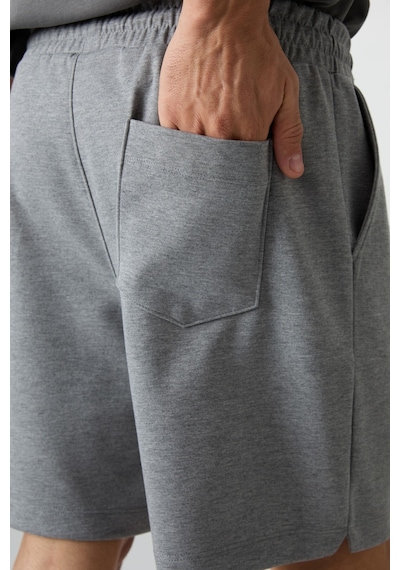 Air Jones Tommy Life Gri Melanj Pamuklu Kalın Yumuşak Dokulu Comfort Fit Basic Erkek Şort - 81274 GRI MELANJ