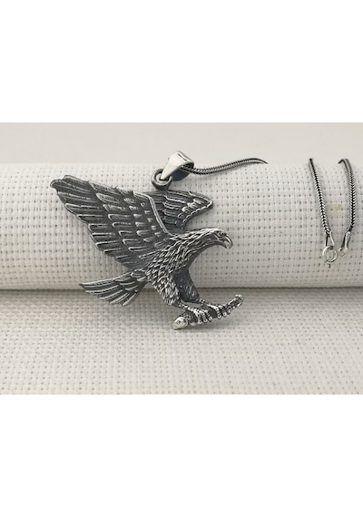 Takılingo 925 Ayar Gümüş 3d Kartal Tasarımlı Erkek Kolye Gümüş