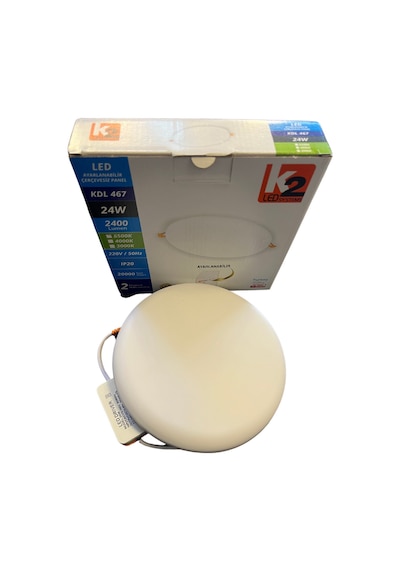K2 Kdl467 Ayarlanabilir Çerçevesiz Sıva Altı Led Panel 24w Beyaz Işık Siyah