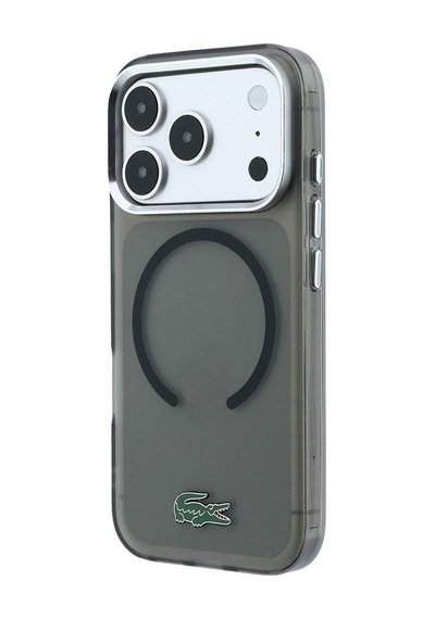Apple Uyumlu iPhone 18 Pro Kılıf Lacoste Lisanslı M-safe Uyumlu Lake Timsah Logolu Iml Frosted Kapak Siyah