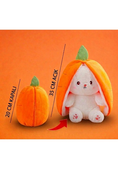 Fermuarlı Havuç Tavşan Peluş Oyuncak 20cm Tüylü Tavşan Hediyelik Yumoş Arkadaş Çok Renkli