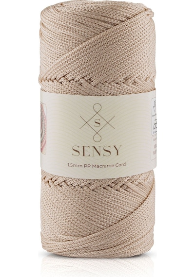 Sensy 1.5 Mm - 100 Gr Polyester Makrome Ipi Sütlü Kahve 150 M Polyester Makrome Ip Supla Ip Ve Çanta Ipi