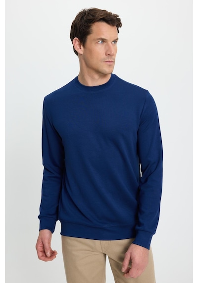 Tudors Erkek Relax Fit Rahat Kesim Uzun Kollu Ekstra Yumuşak Bisiklet Yaka Açık Lacivert Sweatshirt-41872 Açık Lacivert