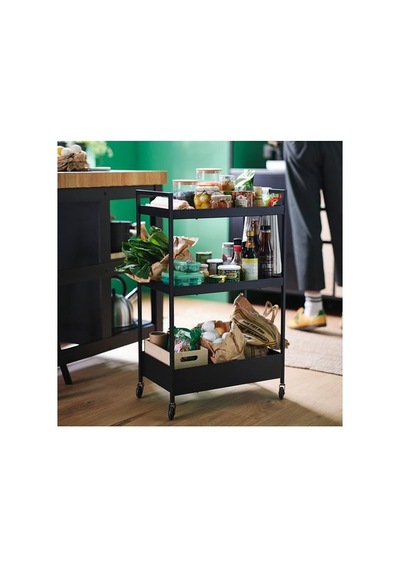 Ikea Nıssafors Servis Arabası, Siyah, 50,5x30x83 Cm