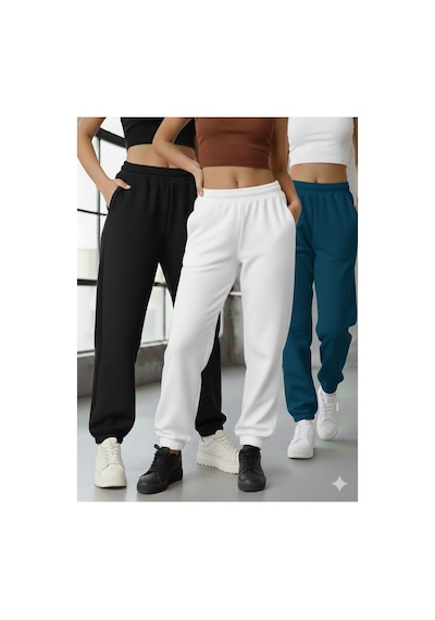 Stil X Kadın Eşofman Altı, Pastel Renkler, Üçlü Takım Çok Renkli-siyah-beyaz-petrol Stil X Kadın Eşofman Altı, Pastel Renkler, Üçlü Takım Çok Renkli-siyah-beyaz-petrol