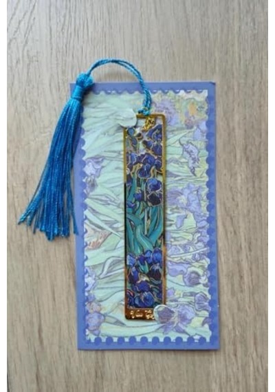 Kolbi Craft,irisler Van Gogh Püsküllü Altın Renk Metal Kitap Ayracı Hediyelik Sanatsal