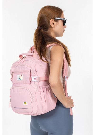 Krınkıl Kumaş Su Geçirmez Ve Çok Bölmeli Çok Teferruatlı Sırt Çantası Günlük, Okul Ve Seyahat İçin - Pembe Pembe