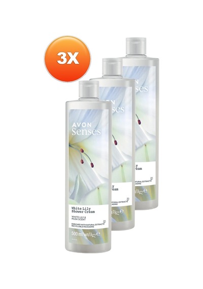 Avon Senses White Lily Beyaz Zambak Kokulu Duş Jeli 3 x 500 ML