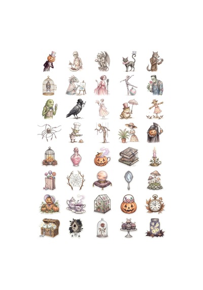 Cadılar Bayramı Masalsı Hayalet Sticker Seti 40 Adet Ajanda Scrapbook Journal Planner Çıkartma Çok Renkli