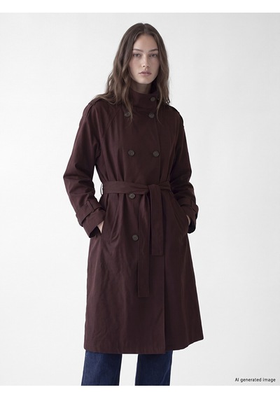 Lcw Modest Bordo Dik Yaka Kuşaklı Kadın Trençkot