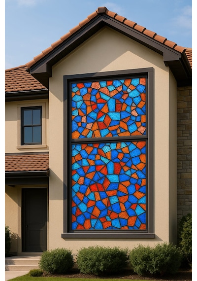 Vitray Desen Yapışkanlı Şeffaf Folyo 67cmx 2 Metre Gökyüzü Mavi