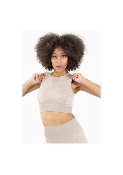 Maraton Active Slimfit Kadın Bisiklet Yaka Kolsuz Fitness Açık Vizon Bra 813054-Açık Vizon