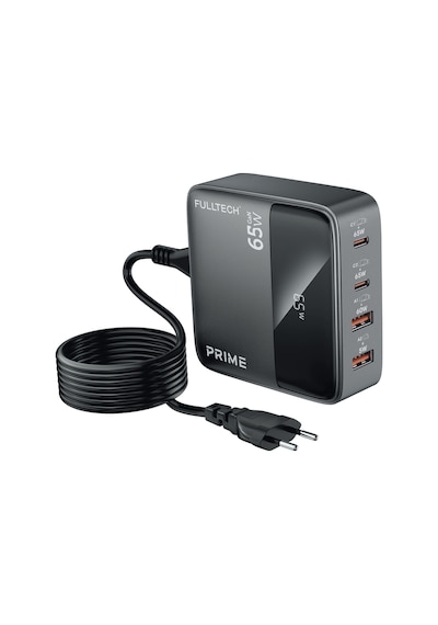 Fulltech Fc55 65w Gan Masaüstü Şarj Cihazı 4 Lü 2x Usb-c + 2x Usb-a Hızlı Şarj Hub, Lcd Ekranlı, 1