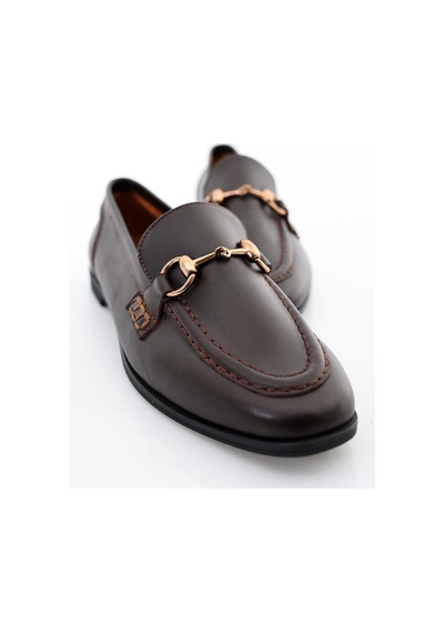 Kahverengi Deri Loafer 34306-Kahverengi