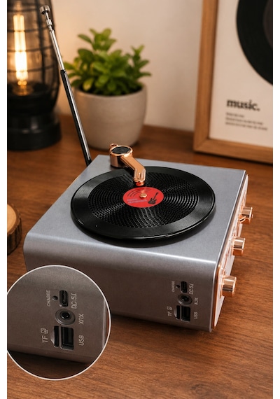 Meier Md-1217bt Gri Nostaljik Görünümlü Bluetooth Hoparlör Ve 3 Bantlı Şarjlı Radyo