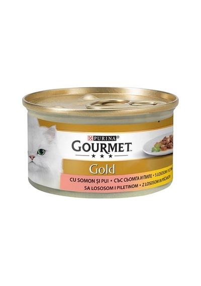 Gourmet Parça Etli Somonlu Ve Tavuklu Yetişkin Kedi Konserve 85 Gr