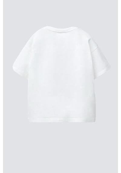 Monila Unisex Çocuk Pamuklu Demokratik Kongo Baskılı T-shirt Ekru