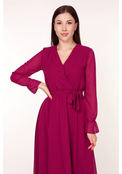 Neşeli Butik Kadın Kruvaze Yaka Bağlama Detaylı Yeni Sezon Uzun Şifon Elbise Kts003 Mürdüm Neşeli Butik Kadın Kruvaze Yaka Bağlama Detaylı Yeni Sezon Uzun Şifon Elbise Kts003 Mürdüm