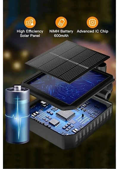 İndecor Houseware 6 Led'li Sarı Güneş Enerjili Bahçe Aydınlatması Peyzaj Balkon Lambası Solar Işık Ateş Böceği 2adet Diğer