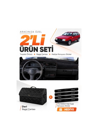 E-biz Lada Samara Enjeksiyonlu 1990-2004 Uyumlu Torpido Örtüsü + Deri Çanta - Siyah - Ld002
