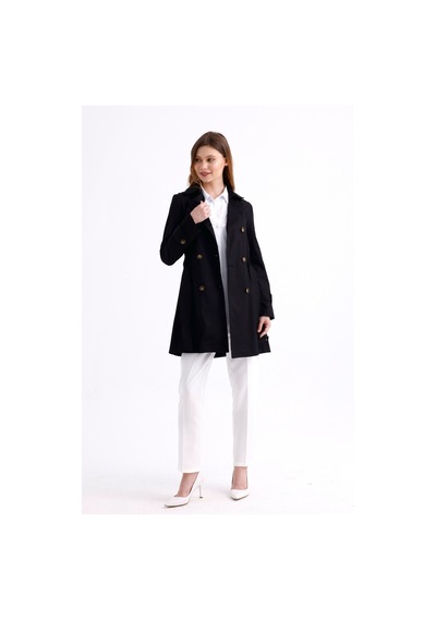 Pastelastore Esnek Pamuk Gabardin Kısa 80cm Omuz Apoletli Kemerli Kadın Trençkot 1120 Siyah Pastelastore Esnek Pamuk Gabardin Kısa 80cm Omuz Apoletli Kemerli Kadın Trençkot 1120 Siyah